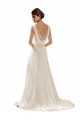 A-Line V-Neck Soft Chiffon & Lace Sweep Train Ivory Wedding Dress Sydney