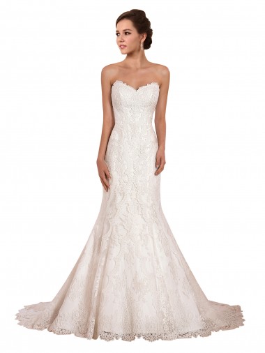 Mermaid Sweetheart Lace Chapel Train Ivory Sexy Wedding Dress Sydney