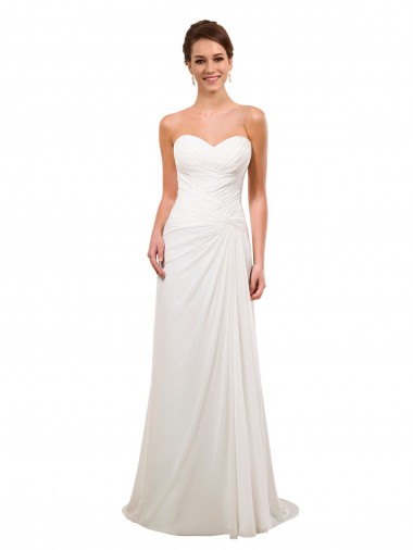 Sheath Sweetheart Soft Chiffon Chapel Train Ivory Wedding Gowns Sydney