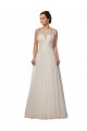 A-Line Illusion Neck Tulle Sweep Train Ivory Wedding Dress Sydney