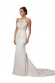 Sheath High Neck Lace Chapel Train Ivory Modern Wedding Dress Sydney