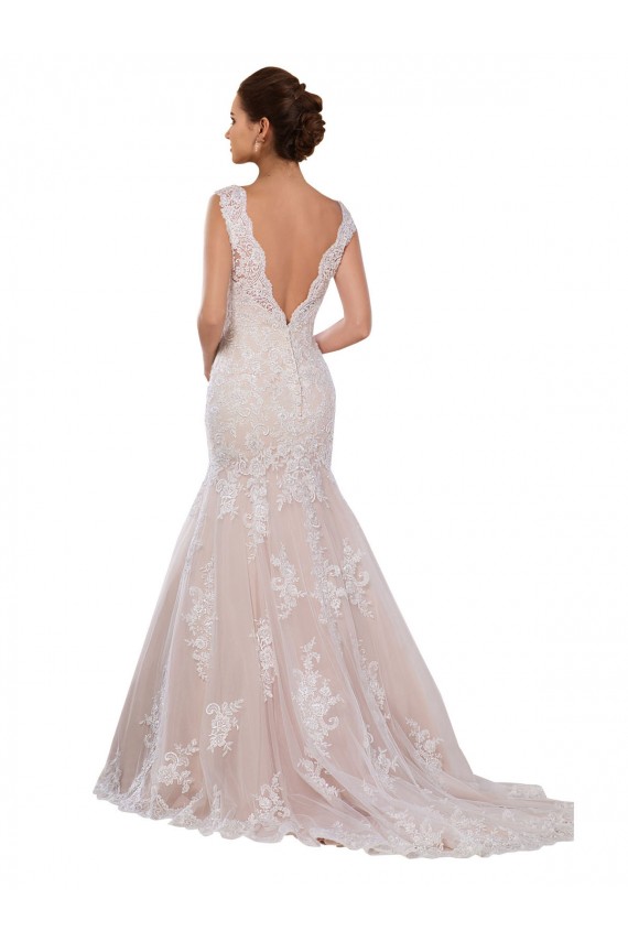 Mermaid V-Neck Lace Chapel Train Ivory & Champagne Modern Wedding Dress Sydney