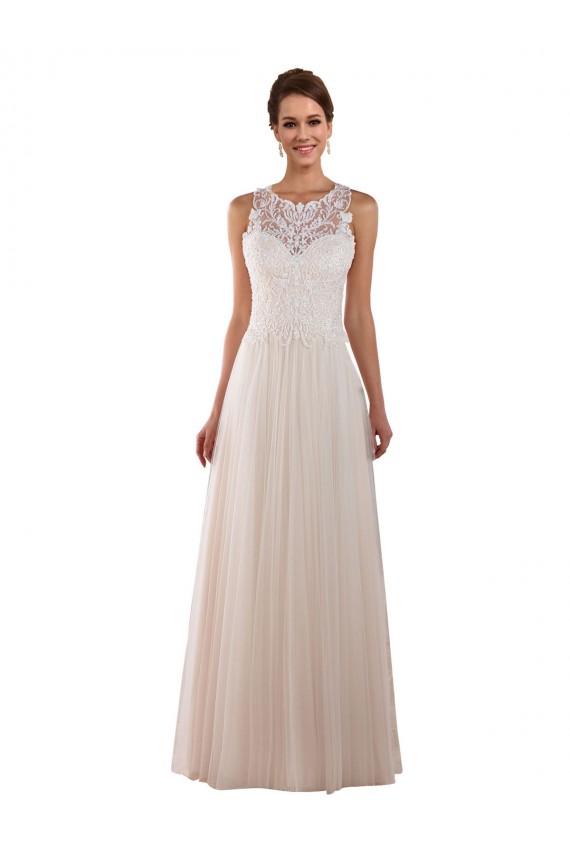 A-Line High Neck Tulle & Lace Chapel Train Ivory Boho Wedding Dress Sydney