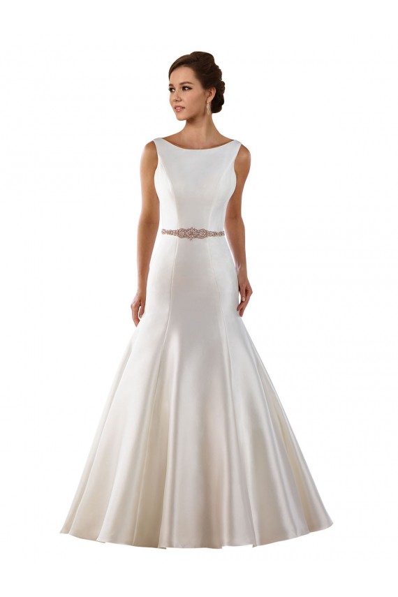 Mermaid Bateau Neck Satin Chapel Train Ivory Modern Wedding Dress Sydney