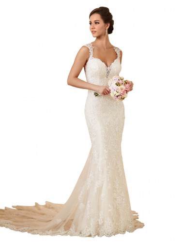 Mermaid Sweetheart Lace Chapel Train Ivory Modern Wedding Dress Sydney
