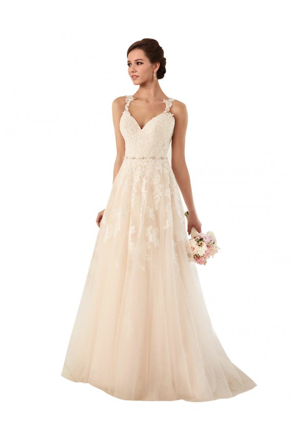 A-Line Sweetheart Tulle & Lace Chapel Train Ivory Wedding Dress Sydney