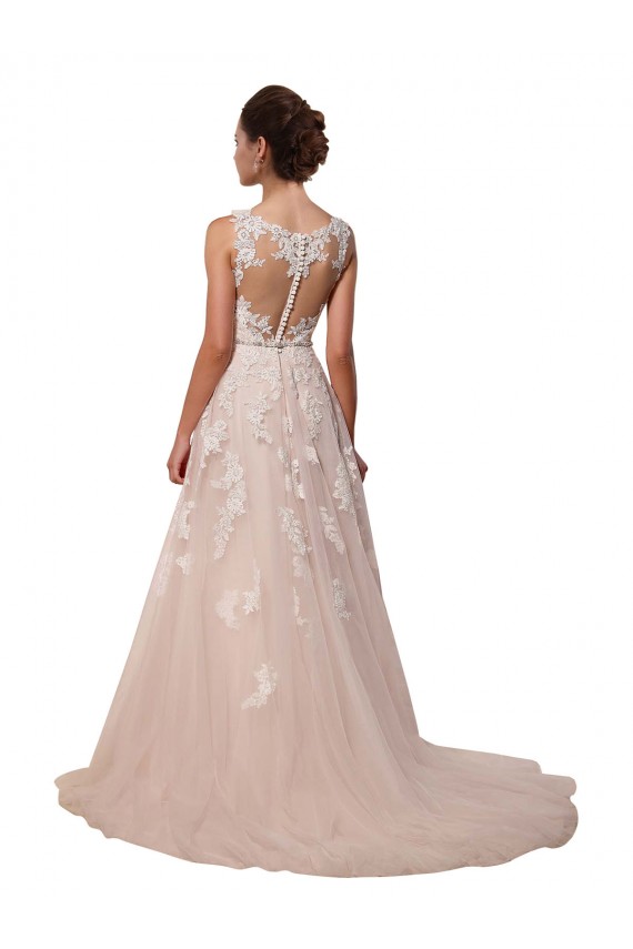 A-Line Sweetheart Tulle & Lace Chapel Train Ivory Wedding Dress Sydney