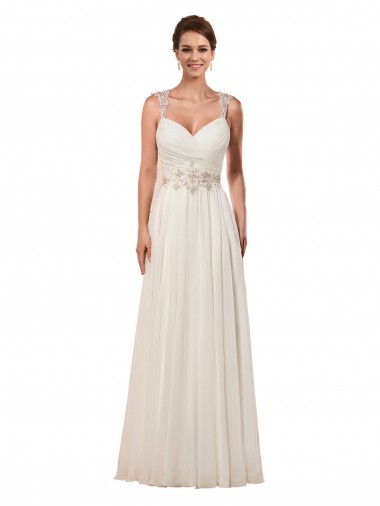 Sheath Sweetheart Soft Chiffon Chapel Train Ivory Wedding Dress Sydney
