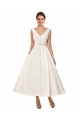 A-Line V-Neck Satin Ankle Length Ivory Wedding Dress Sydney