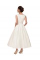 A-Line V-Neck Satin Ankle Length Ivory Wedding Dress Sydney