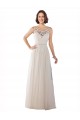 A-Line Illusion Neck Tulle Sweep Train Ivory & Champagne Boho Wedding Dress Sydney