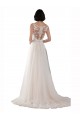 A-Line Illusion Neck Tulle Sweep Train Ivory & Champagne Boho Wedding Dress Sydney