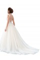 A-Line Illusion Neck Tulle & Lace Cathedral Train Ivory Beach Wedding Dress Sydney