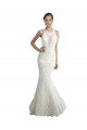 Mermaid Illusion Neck Tulle Chapel Train Ivory Beach Wedding Dress Sydney