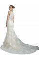 Mermaid Illusion Neck Tulle Chapel Train Ivory Beach Wedding Dress Sydney