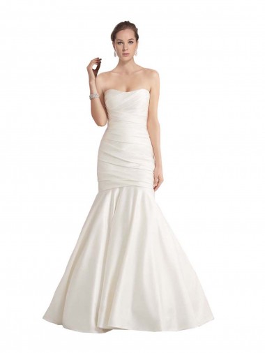 Mermaid Strapless Satin Chapel Train Ivory Beach Wedding Dress Sydney