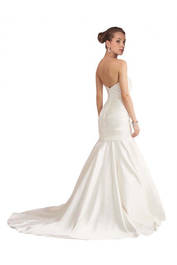 Mermaid Strapless Satin Chapel Train Ivory Beach Wedding Dress Sydney