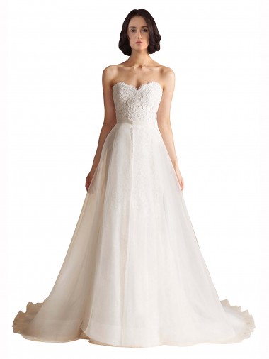 A-Line Sweetheart Tulle Sweep Train Ivory Wedding Dress Sydney