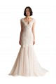 Mermaid V-Neck Tulle Sweep Train Ivory & Champagne Wedding Dress Sydney