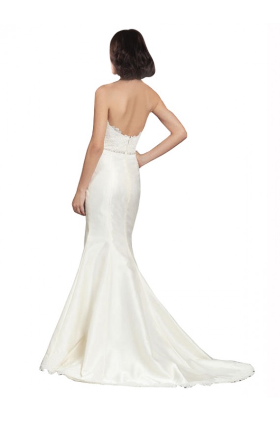 Trumpet Sweetheart Satin & Lace Chapel Train Ivory Wedding Dress Sydney