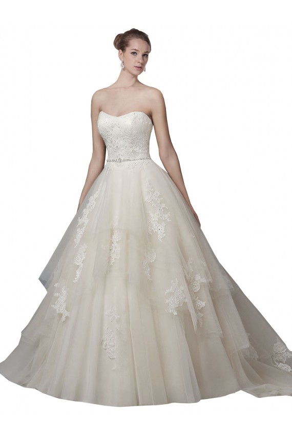 Ball Gown Strapless Tulle & Lace Chapel Train Ivory Wedding Dress Sydney