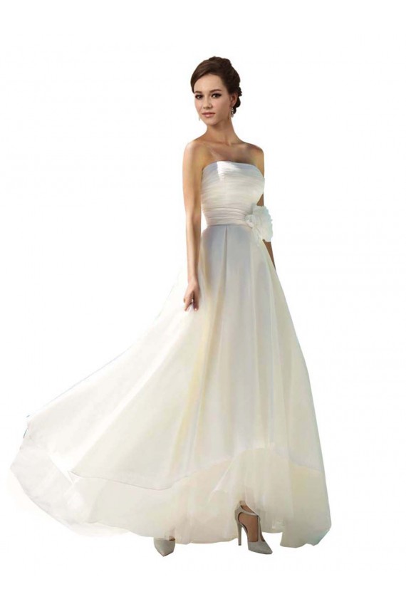 A-Line Strapless Soft Chiffon Long Ivory Wedding Dress Sydney