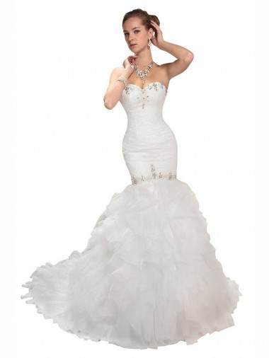Mermaid Sweetheart Tulle Chapel Train White Wedding Dress Sydney