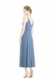 A-Line Spaghetti Straps Soft Chiffon Tea Length Dusty Blue Bridesmaid Dress Sydney