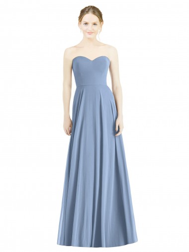 A-Line Sweetheart Soft Chiffon Long Dusty Blue Evening Dress / Bridesmaid Dress Sydney