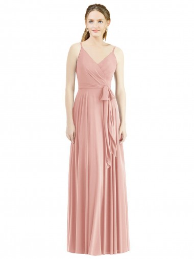 A-Line V-Neck Soft Chiffon Long Bliss Pink Formal Dress / Bridesmaid Dress Sydney
