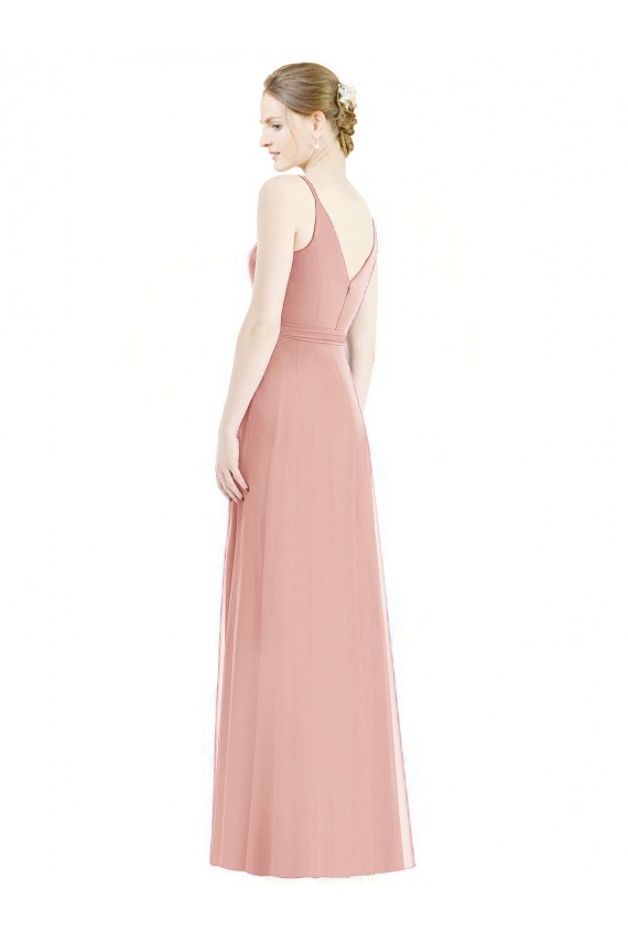 A-Line V-Neck Soft Chiffon Long Bliss Pink Formal Dress / Bridesmaid Dress Sydney