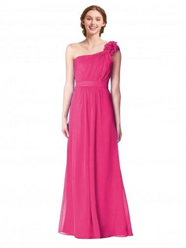 A-Line One Shoulder Soft Chiffon Long Azalea Bridesmaid Dress Sydney