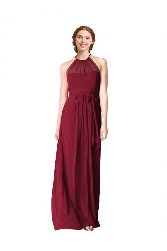 A-Line Halter Neck Chiffon Long Burgundy Bridesmaid Dress / Evening Gowns Sydney