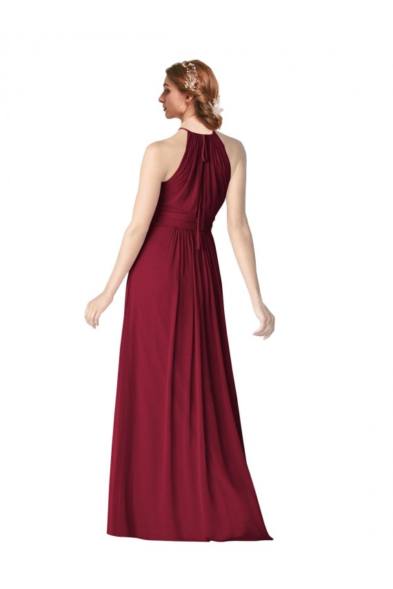 A-Line Halter Neck Chiffon Long Burgundy Bridesmaid Dress / Evening Gowns Sydney