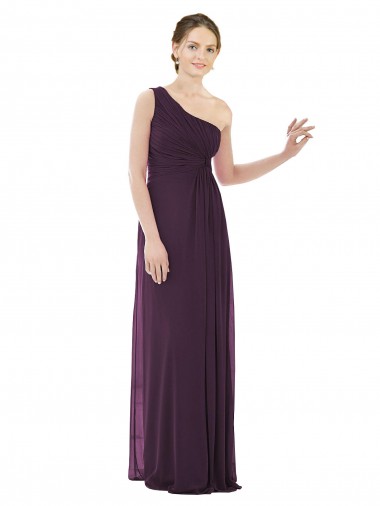 A-Line One Shoulder Soft Chiffon Long Grape Evening Dress / Bridesmaid Dress Sydney