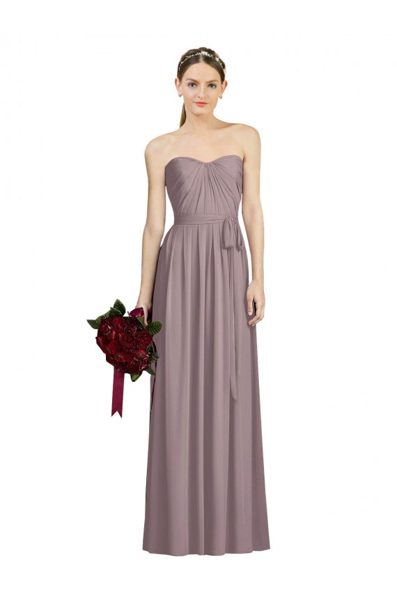 A-Line Sweetheart Soft Chiffon Long Dusty Rose Bridesmaid Dress Sydney