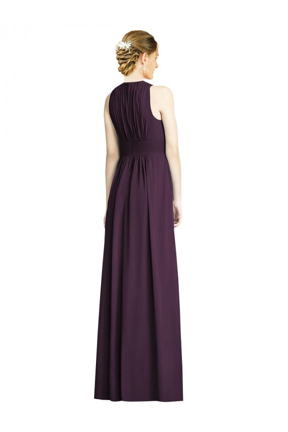 A-Line V-Neck Soft Chiffon Long Grape Bridesmaid Dress Sydney