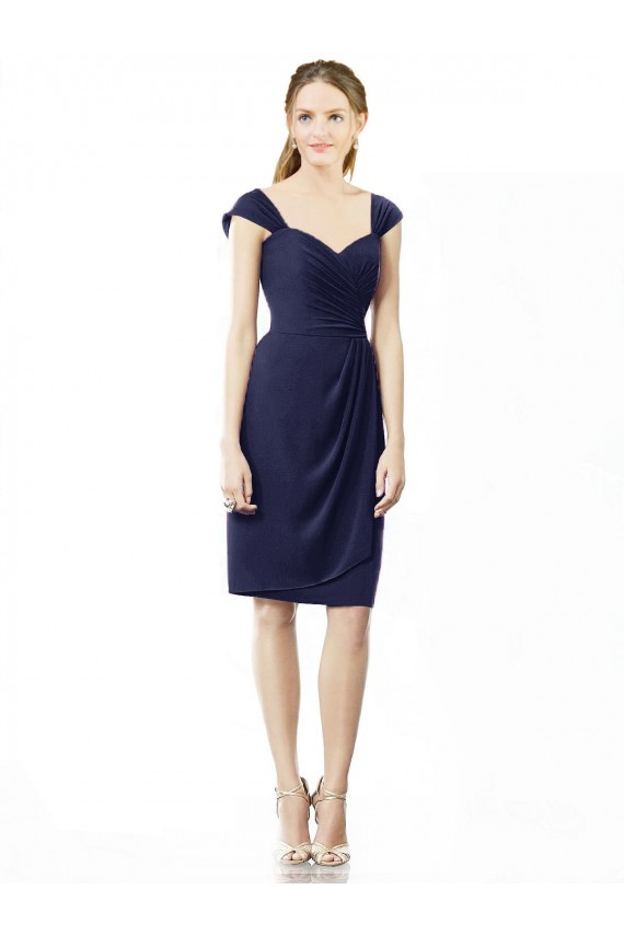 Sheath Sweetheart Soft Chiffon Knee Length Dark Navy Bridesmaid Dress Sydney