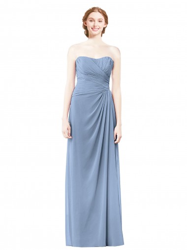 A-Line Strapless Chiffon Long Dusty Blue Formal Dresses / Bridesmaid Dresses Sydney
