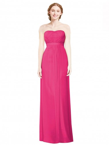 A-Line Strapless Soft Chiffon Long Azalea Bridesmaid Dress Sydney