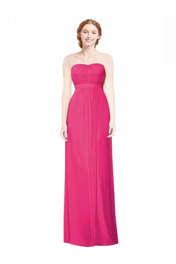 A-Line Strapless Soft Chiffon Long Azalea Bridesmaid Dress Sydney