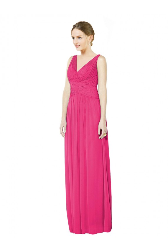 A-Line V-Neck Soft Chiffon Long Azalea Bridesmaid Dress Sydney