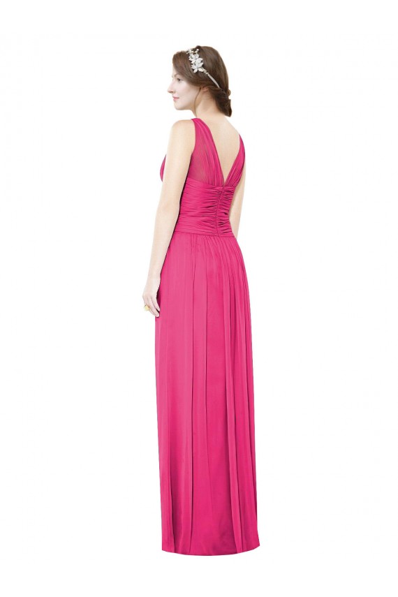 A-Line V-Neck Soft Chiffon Long Azalea Bridesmaid Dress Sydney