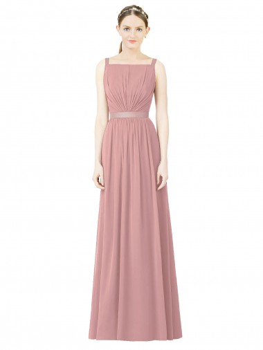 A-Line High Neck Soft Chiffon Long Dusty Pink Bridesmaid Dress Sydney
