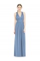 A-Line V-Neck Chiffon Long Dusty Blue Bridesmaid Gowns Sydney