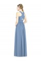A-Line V-Neck Chiffon Long Dusty Blue Bridesmaid Gowns Sydney