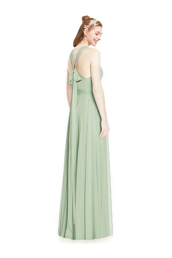 A-Line Halter Neck Chiffon Long Sage Bridesmaid Dress / Evening Dress Sydney
