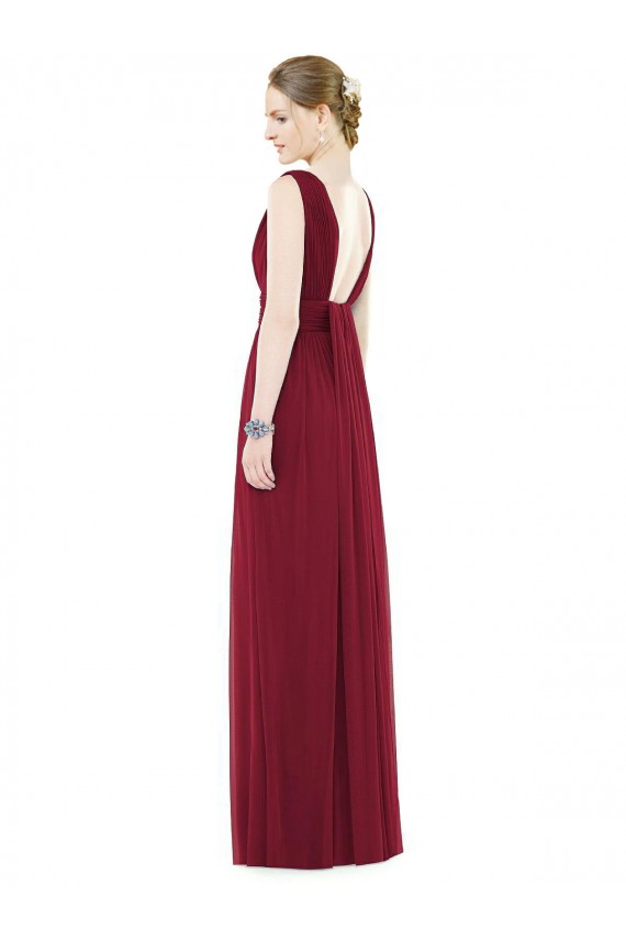A-Line V-Neck Soft Chiffon Long Royal Blue Bridesmaid Gowns Sydney