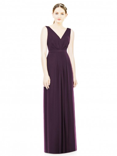A-Line V-Neck Chiffon Long Grape Bridesmaid Dress / Evening Dress Sydney