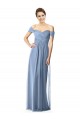 A-Line Off the Shoulder Soft Chiffon Long Dusty Blue Bridesmaid Dress Sydney